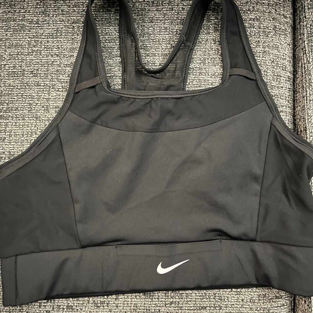Nike Women's Black Sports Bra with White Logo